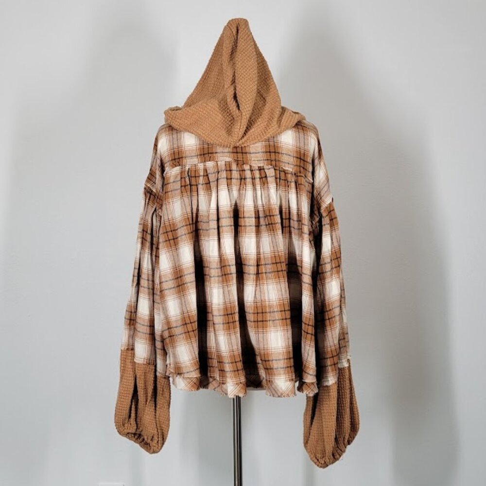 MISS ME  hooded plaid crop top Sz M NEW - Picture 6 of 12